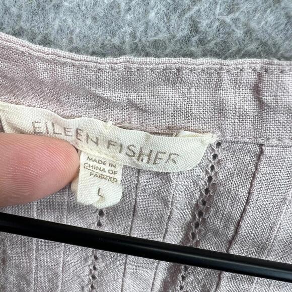 Eileen Fisher Womens L Blush Pink Irish Linen Tunic Top Button Up Lagenlook EUC - Picture 2 of 9